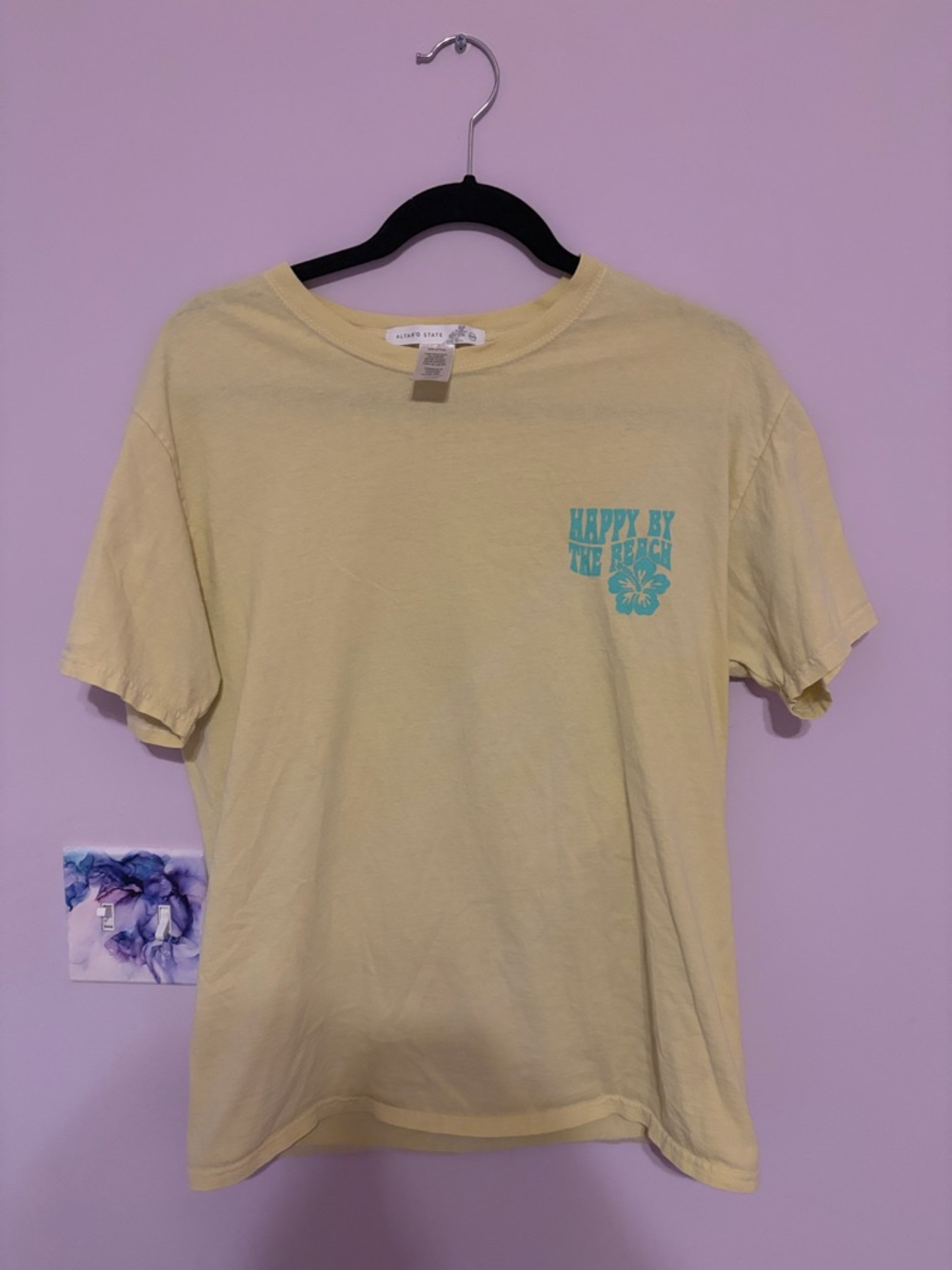 Altar'd State Pale Yellow 'Happy By The Beach' Graphic Tee